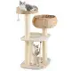 41 Inch Hand-Woven Water Hyacinth Cat Tree, 3 Sisal Scratching Posts Multi-Level Activity Center For Cats-White