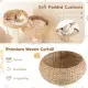 41 Inch Hand-Woven Water Hyacinth Cat Tree, 3 Sisal Scratching Posts Multi-Level Activity Center For Cats-White