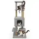64" Light Gray Cat Tower With Plush Perches & 3 Dangling Balls, Jute Scratching Posts & Anti-Tipping Device For Multi-Cat Households