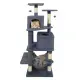57" Multi-Level Cat Tree For Multi-Cat Households, 2 Condos & Hammock With Sisal Scratching Posts-Gray