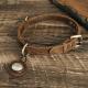 Retro Double-sided Cowhide Dog Collar Handmade Halter Positioning Tracking Anti-lost