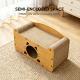 56cm Whisker Cat Shape Cat Scratcher Sofa, Wooden Cat Bed With Upper Scratcher & Lower Private Space, Cat Claw Care & Resting Toy