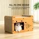 56cm Bubble Fish Shape Cat Scratcher Sofa, With 2 Teaser Balls, Wood -Corrugated Scratcher, Cat Claw Care - Resting Toy