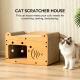 56cm Bubble Fish Shape Cat Scratcher Sofa, With 2 Teaser Balls, Wood -Corrugated Scratcher, Cat Claw Care - Resting Toy