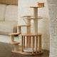 Solid Wood Space Capsule Bowl Cat Climbing Frame With Integrated Small Kitten Nest