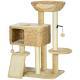 Cat Tree for Indoor Cats w/ Scratching Posts, Condo Cat Tower, Beige