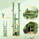 89"-100" Floor to Ceiling Cat Tree, Cat Climbing Tower with Grooming Brush Post, Cat Condo, Hammock, Green