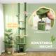 89"-100" Floor to Ceiling Cat Tree, Cat Climbing Tower with Grooming Brush Post, Cat Condo, Hammock, Green