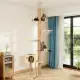 Floor To Ceiling Cat Tree, 6 Level Adjustable Height Climbing Tower With Thickened Scratching Posts, Cats Activity Center With Transparent Capsule And Cozy Hammock