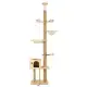 Floor To Ceiling Cat Tree, 6 Level Adjustable Height Climbing Tower With Thickened Scratching Posts, Cats Activity Center With Transparent Capsule And Cozy Hammock