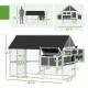 Wooden Chicken Coop With Run, 2 Nesting Boxes, 2 Roosting Bars, Ramp & Tray, Poultry Cage For 6-8 Chickens, Gray