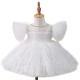 Girls Sequins White Flying Sleeves Feather Dress