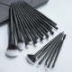 Cosmetic brush set-black-plastic handle + aluminum tube + fiber wool-20-piece set-1 set - Option1