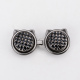 Flat plaid cat waist buckle-silver background white-alloy-1 pair - Option1