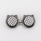 Flat plaid cat waist buckle-silver background white-alloy-1 pair - Option1