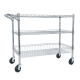 Heavy Duty Rolling Utility Cart,3 Tier Rolling Carts With Wheels,with Handle Bar & Shelf Liners,36inchx18inchx32inchStorage Cart For Kitchen,Restaurant,Plant Display,Chrome