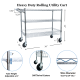 Heavy Duty Rolling Utility Cart,3 Tier Rolling Carts With Wheels,with Handle Bar & Shelf Liners,36inchx18inchx32inchStorage Cart For Kitchen,Restaurant,Plant Display,Chrome