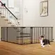 6-Panel Expandable Safety Gate (34.5"-154"), 270° Rotatable Baby/Pet Barrier For Fireplace Stairway Doorway-Black