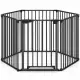 6-Panel Expandable Safety Gate (34.5"-154"), 270° Rotatable Baby/Pet Barrier For Fireplace Stairway Doorway-Black