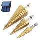 Hardware Drill Bits With Straight Flutes, Bagged In A Three-piece Step Drill Set