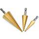 Hardware Drill Bits With Straight Flutes, Bagged In A Three-piece Step Drill Set