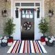 1pc 4th Of July Patriotic Door Mat - Blue White Red Striped Welcome Mat With Stars & Stripes Design, Durable Non-Woven Fabric & Rubber Backing, Hand Wash Only Farmhouse Porch Decor For Independence Da