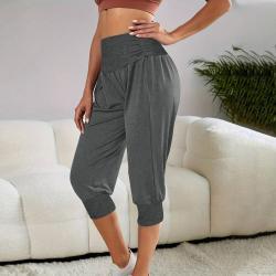 Womens Home Casual Pants High Waist Temperament Ankle-tied Harem Pants