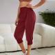 Womens Home Casual Pants High Waist Temperament Ankle-tied Harem Pants