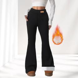Winter High Waist Stretch Fleece Bell-bottom Pants Slimming Hip Raise
