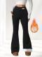 Winter High Waist Stretch Fleece Bell-bottom Pants Slimming Hip Raise