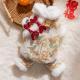 Lunar New Year Brocade Pet Jumpsuit With Faux Fur Trim, Traditional Chinese Knot Dog Onesie For Festive Celebrations
