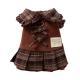 Cozy Brown Plaid Pet Sweater Dress - Fleece-Lined Dog Skirt And Cat Winter Clothes With Ruffle Trim