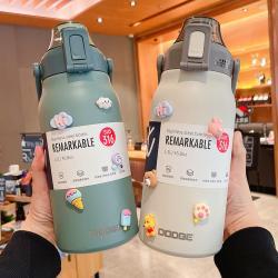 Large-Capacity Sports And Fitness Insulated Water Bottle With Straw