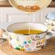 Double-handled Enameled Instant Noodle Bowl With Lid, Heat-resistant Oil Can