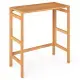 Natural Acacia Wood Foldable Patio Bar Table With Footrest & Slatted Top, Space-Saving Outdoor Pub Table