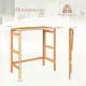 Natural Acacia Wood Foldable Patio Bar Table With Footrest & Slatted Top, Space-Saving Outdoor Pub Table