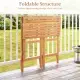 Natural Acacia Wood Foldable Patio Bar Table With Footrest & Slatted Top, Space-Saving Outdoor Pub Table