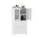Freestanding Floor Storage Cabinet With Adjustable Shelf & 2 Drawers, Frosted Tempered Glass Door Sideboard