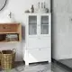 Freestanding Floor Storage Cabinet With Adjustable Shelf & 2 Drawers, Frosted Tempered Glass Door Sideboard