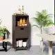 Mix Brown PE Rattan Outdoor Storage Cabinet, 3-Shelf With Removable Drawer & Lockable Wheels