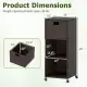 Mix Brown PE Rattan Outdoor Storage Cabinet, 3-Shelf With Removable Drawer & Lockable Wheels