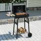 Barrel Charcoal Grill With Foldable Side Table And Thermostat