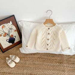 Thick Needle All-match Cotton Collarless Sweater Coat