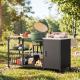 Grill Table for Big Green Egg Grill, Heavy Duty Metal BBQ Prep Table with Stainless Steel Top and Storage Cabinet, Black
