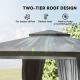 10 x 12 Outdoor Patio Gazebo, Soft Top Gazebo Canopy Shelter with Curtains, Netting, Steel Frame, Hooks, Dark Gray