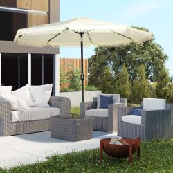 9 ft Cantilever Umbrella with Push Button Tilt and Crank Tassles and 8 Ribs Shade Umbrellas for Garden