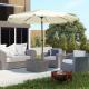 9 ft Cantilever Umbrella with Push Button Tilt and Crank Tassles and 8 Ribs Shade Umbrellas for Garden