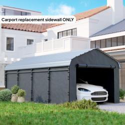 Carport Replacement Sidewall Panel for 10 x 15 Carports, UPF50+ Waterproof Replacement Side Wall Cover, Dark Gray