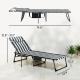 Folding Outdoor Chaise Lounge Chair Tanning Chair with 5-Level Adjustable Back, Side Table, Pillow, Pocket, Blue White