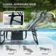 Folding Outdoor Chaise Lounge Chair Tanning Chair with 5-Level Adjustable Back, Side Table, Pillow, Pocket, Blue White